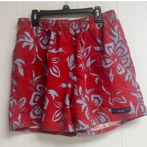 Men's Quiksilver Silver Edition Swim Trunks Size Small Red with Blue Flowers